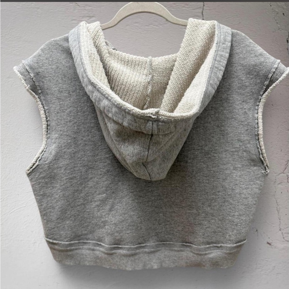 Free People Movement Sleeveless Hooded Crop Sweatshirt in Light Gray - Picture 2 of 8